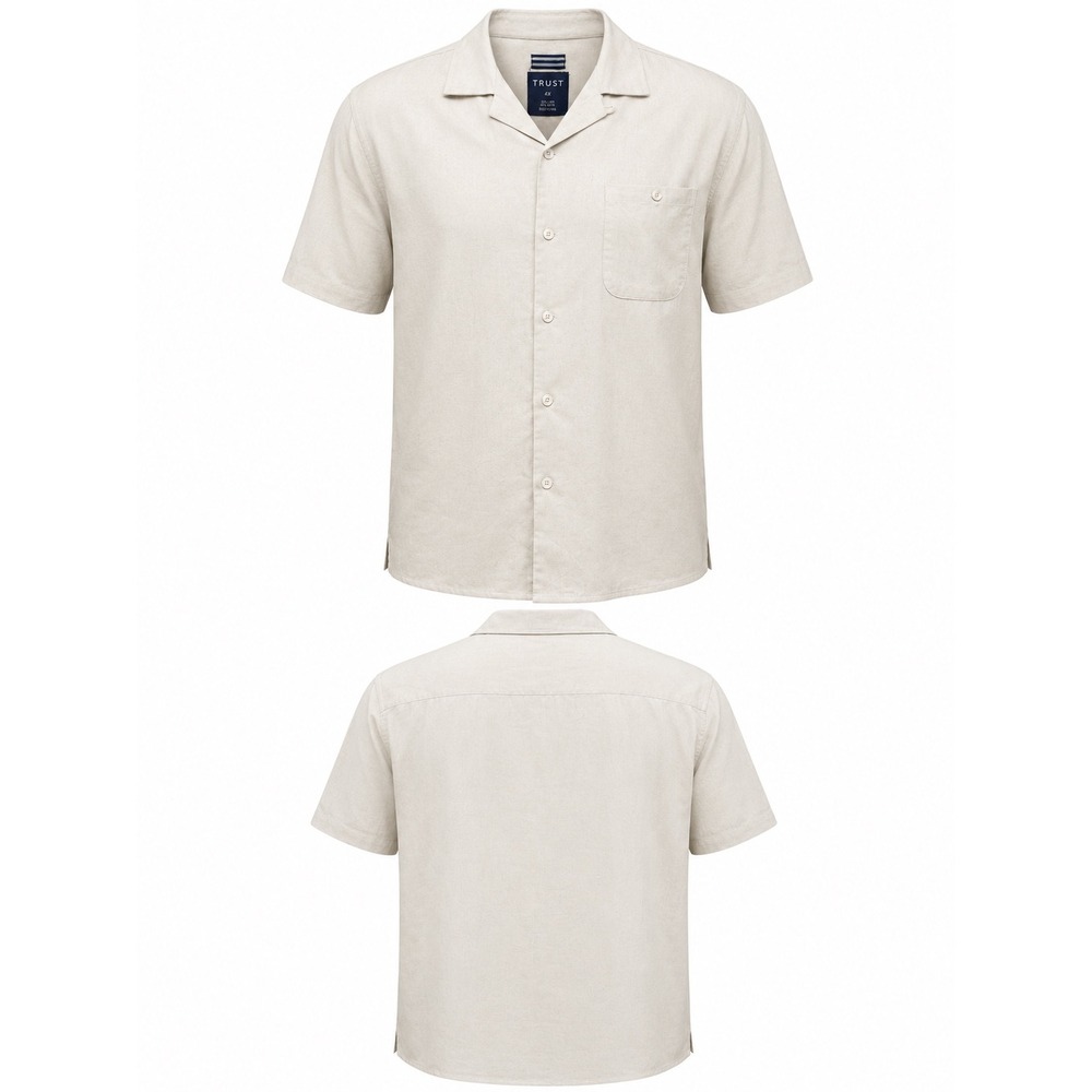 Trust Mens Natural Linen Blend Short Sleeve Camp Collar Shirt TRS201 4X NEW